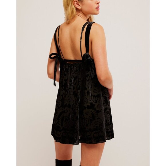 FREE PEOPLE Snow Angel Mini Slip / Black Combo Chemise NEW - Picture 3 of 10